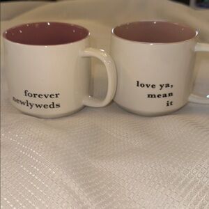 Forever Newlyweds & Love ya, Mean It 2 THRESHOLD MUGS LOVE WEDDING ANNIVERSARY